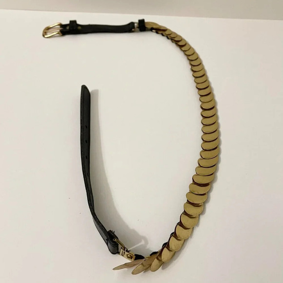 Vintage Gold Circle  Scale Metal Stretch Belt 80s Style Retro - Picture 15 of 16